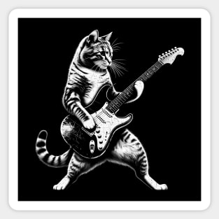 Rockstar Cat Guitarist T-Shirt – Feline Musician Rock Tee Sticker